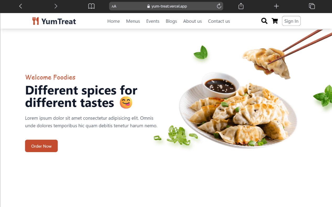 Yum Treat - Restaurant Web App